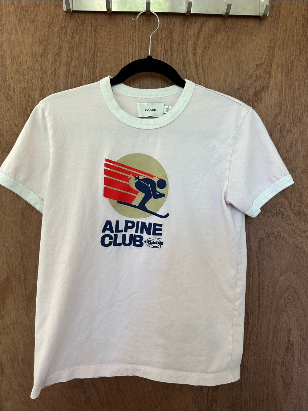 Coach Alpine Club Graphic Tee - White with Red & Navy